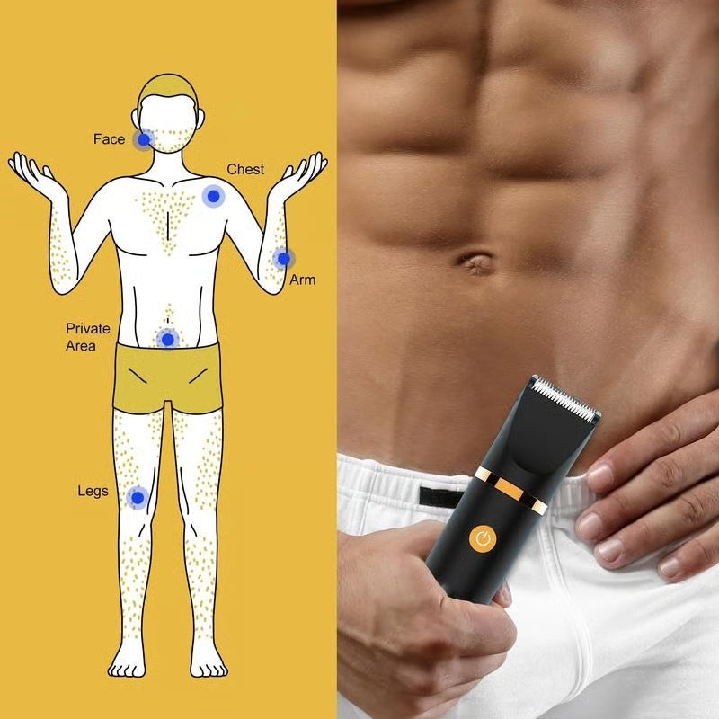 💥 Recortadora corporal eléctrica 3 en 1 para hombre, cortapelos inalámbrico para la zona íntima, afeitadora eléctrica impermeable
